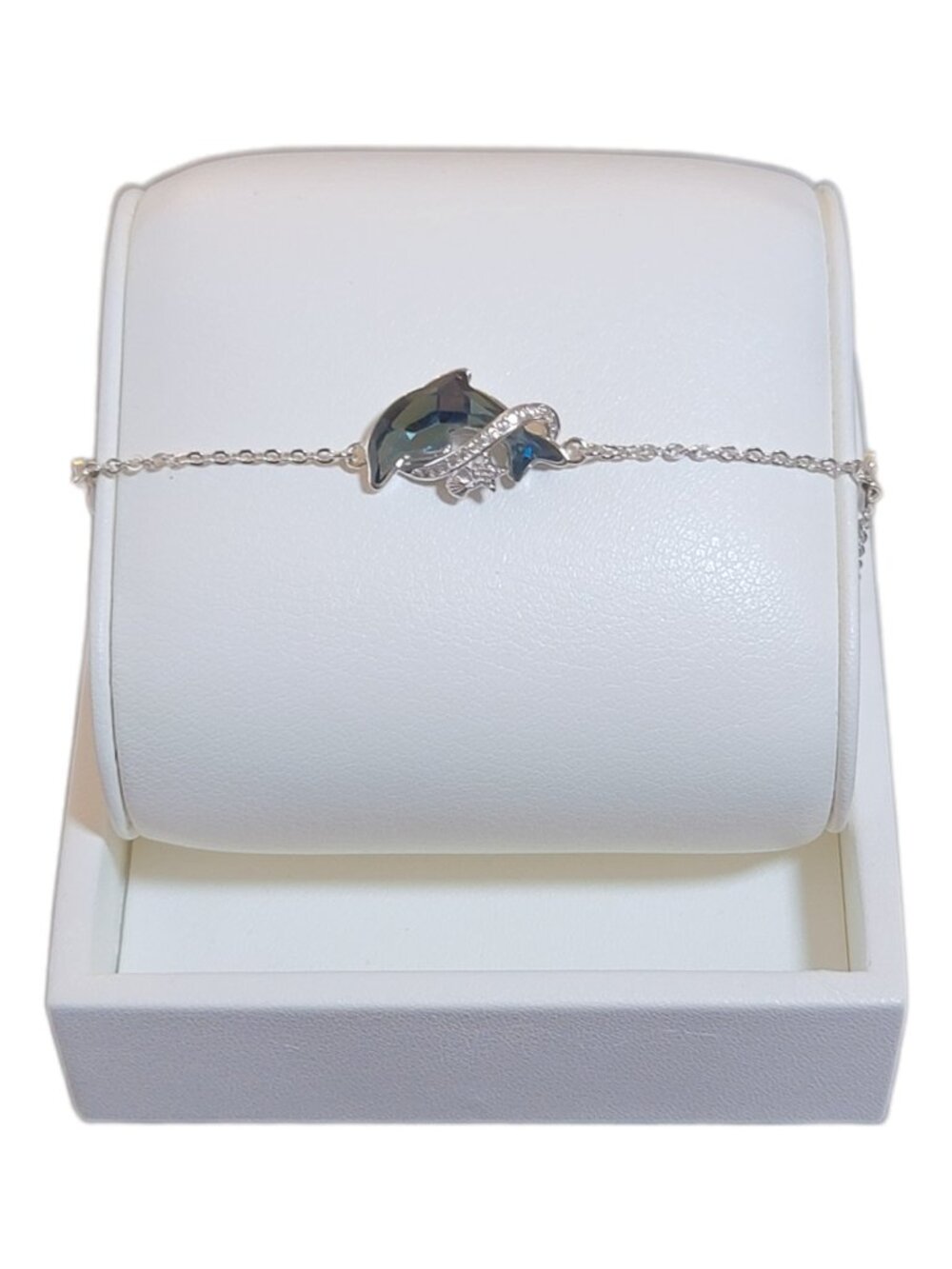 Sterling Silver Dolphin Bracelet Crystal Ocean Theme Lobster Clasp NWT